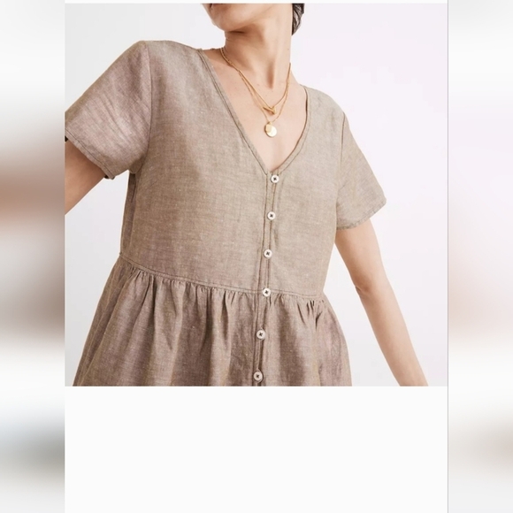 Madewell Alexandra Linen Blend Button Front Mini Dress. Size M - Picture 13 of 13